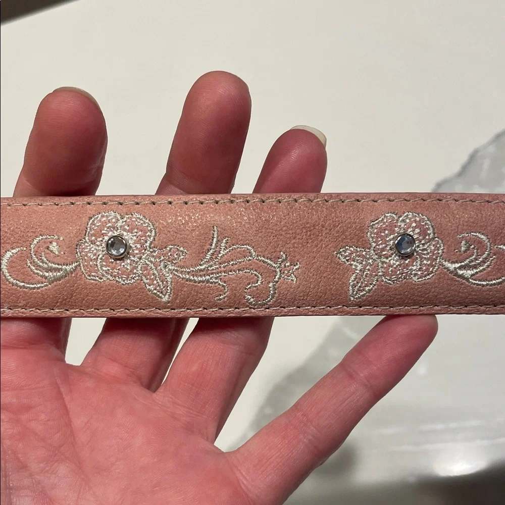 Dusty Pink Belt with Silver Buckle and Embellishments 22”